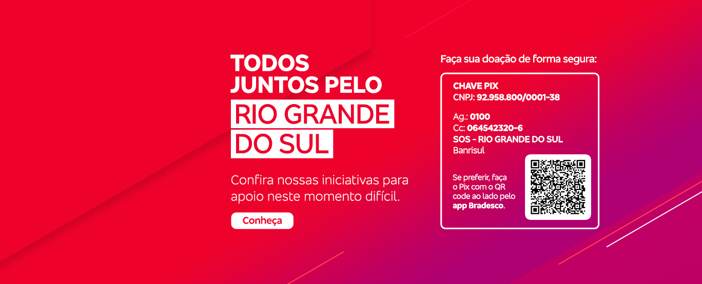 #BradescoAcessível #PraTodoMundoVer TODOS JUNTOS PELO RIO GRANDE DO SUL. Confira nossas iniciativas para apoio neste momento difícil.